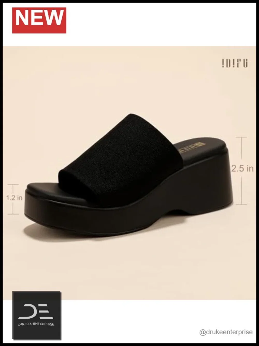Comfortable Square Open Toe Chunky Platform Wedge Slide Sandals